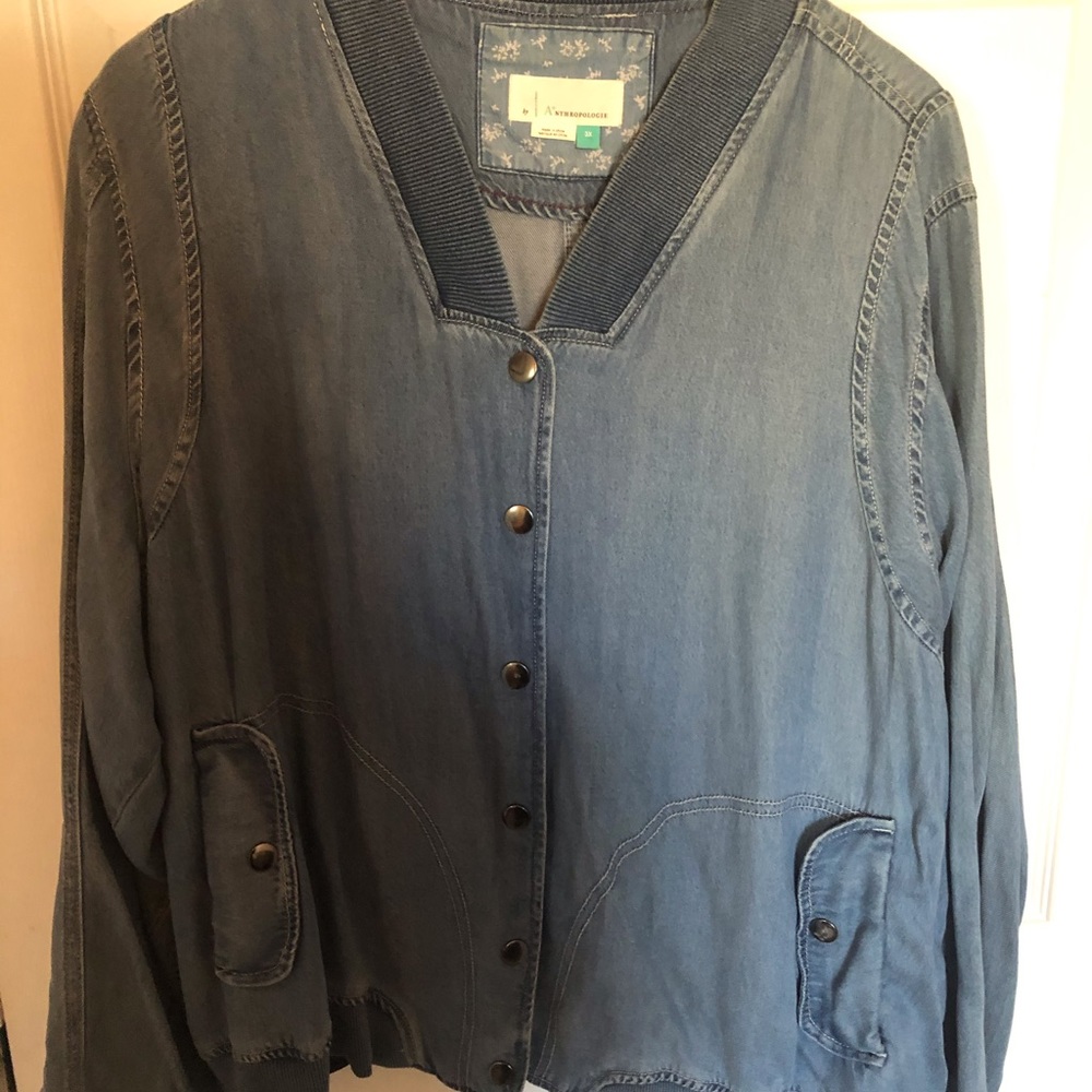 Anthropologie Bomber style jean jacket sz 3x